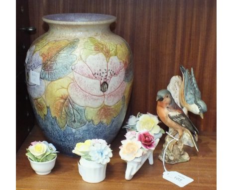 Two Goebel bird ornaments, 'Chaffinch' and 'Nuthatch', two Royal Worcester 'The Birds of Dorothy Doughty' plates and other ce