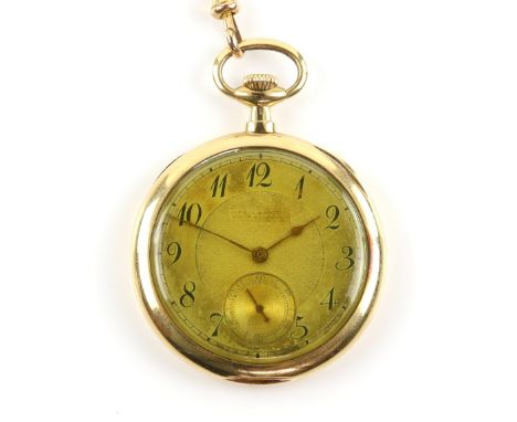 Ulysse Nardin pocket watch, dial signed on inset reserve within a patterned gilt dial, chapter ring with Arabic, hour markers