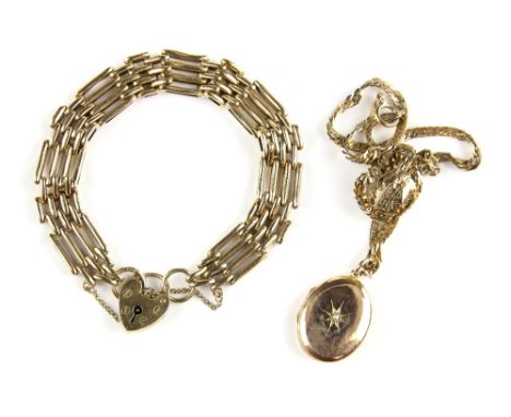 Diamond set locket, with a central rose cut diamond, in a star setting, mounted in 9 ct yellow gold, hallmarked Birmingham 19
