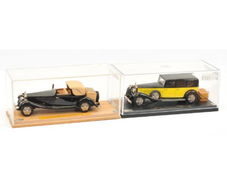 FYP Creations 1/43rd scale - a pair of Rolls Royce Phantom II models (1) Limousine by Barker, yellow and black, (2) Sedanca d