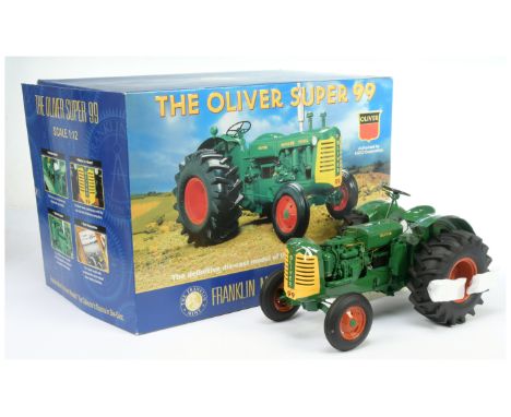 Franklin Mint 1/12th scale The Oliver Super 99 Tractor - finished in green and yellow with red wheels - Mint, outer polystyre