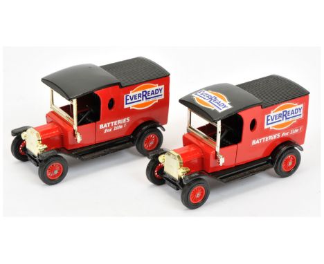 Matchbox Models of Yesteryear Y12 Ford Model T Van - "EverReady" colour trial pair (1) red body, black roof and chassis, cast