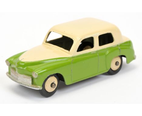Dinky 154 Hillman Minx Saloon - two-tone cream, green, silver trim, light beige ridged hubs with smooth tyres, - Good Plus, a