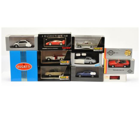 A mixed group of Models to include Faller Memory Cars - Mercedes Benz 220 SE Cabriolet, Gama Mini - Mercedes Benz SL, Novev B