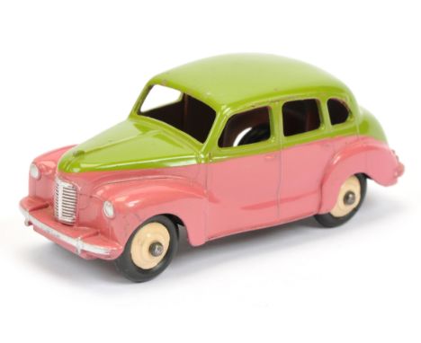 Dinky 152 (40d) Austin Devon Saloon - two-tone green, cerise, silver trim, light beige ridged hubs with smooth tyres - Excell