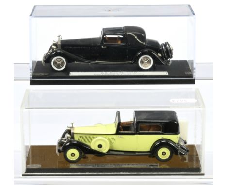 FYP Creations 1/43rd scale - a pair of Rolls Royce Phantom II models (1) Sedanca De Ville by Windovers 1933, yellow and black