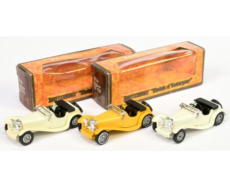Matchbox Models of Yesteryear Y1 1936 Jaguar SS-100 group - (1) milky white body and chassis, black seats, chrome plated part