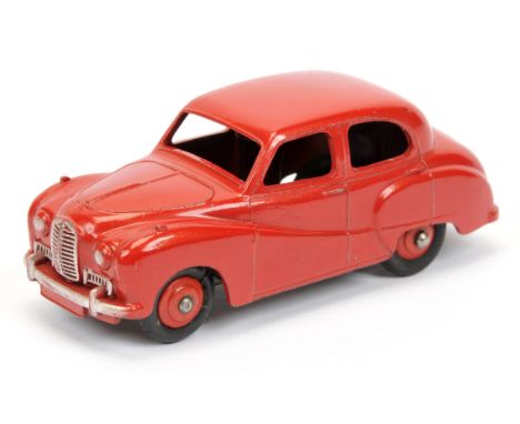 Dinky 40j Austin Somerset Saloon - red body and ridged hubs with smooth tyres, silver trim (40j base plate number) - Excellen