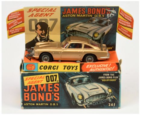 Corgi Toys 261 "James Bond " Aston Martin DB5 "Goldfinger" - gold body including inner roof panel, red interior with "James B