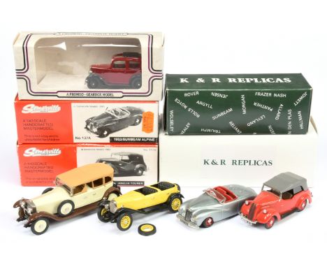 A mixed group of 1/43rd scale models including (1) Somerville handcrafted 1953 Sunbeam Alpine, (2) Somerville handcrafted For