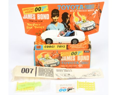 Corgi No.336 "James Bond" Toyota 2000 GT from the film "You Only Live Twice" - white body, black interior with "James Bond &a