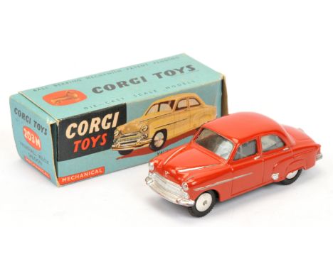 Corgi 203m Vauxhall Velox Saloon - red body, silver trim and bonnet flashes, flat spun hubs, mechanical motor,harder issue to