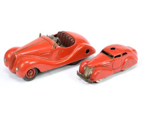 Schuco pair of clock work cars - Including (1) Akustiko 2002 made in Germany; (2) pre-war tinplate 3000 car - Fair to Good Pl