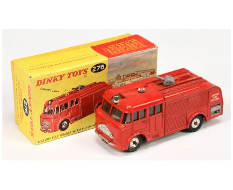 Dinky Toys 276 Airport Fire Tender - red body, silver trim, grey nozzle, clear roof light and spun hubs - Fair to Good in a G