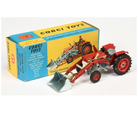 Corgi Toys 69 Massey Ferguson 165 Tractor with Shovel - red body and wheels, grey, white - Excellent in a Good Plus bright ex