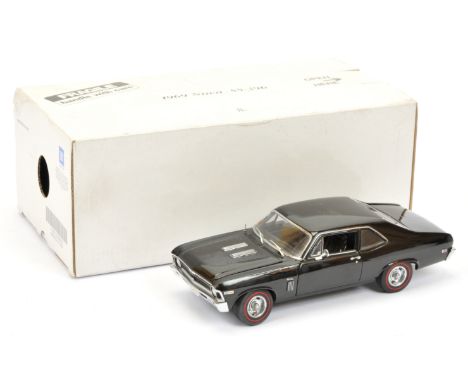 Danbury Mint 1/24th 1969 Chevrolet Nova SS396 - black including interior, some faint marks when turned into light otherwise E