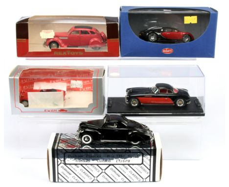 A mixed group of 1/43rd scale models including MA Collection No. 80A Bugatti 101 Antem, Durham Classics DC4 1938 Lincoln Zeph