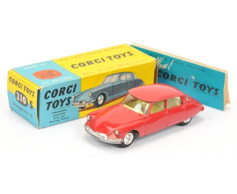 Corgi Toys 210S Citroen DS10 - red body, lemon interior, silver trim and spun hubs - Excellent Plus, pin prick chip to roof o