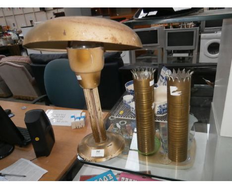 Vintage Lamp and 2 Pieces of Trench Art