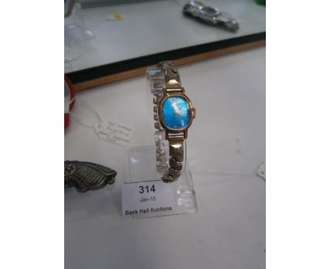 Vintage Blue Faced Ladies Timex Cocktail Watch