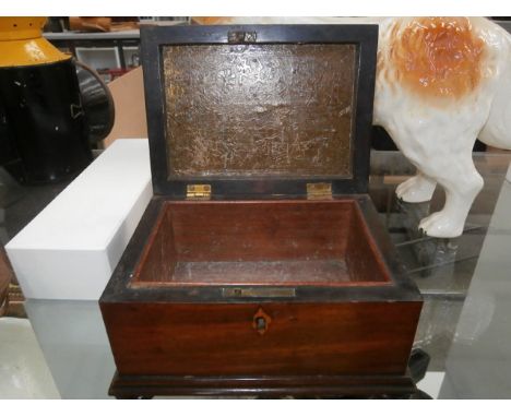 Early Mahogany  Tea Caddy with Flat Bun Feet
