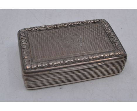 An early Victorian silver snuff box, London 1842 makers mark EE, rectangular engine turned lid with later inscription “Mary” 