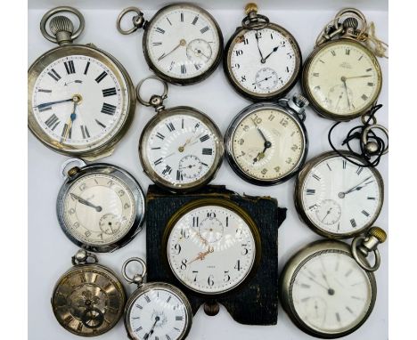 A Smiths Chrome plated pocket watch; a J.R. Yarsley, London, silver cased pocket watch, a Mammoth pocket watch and nine other