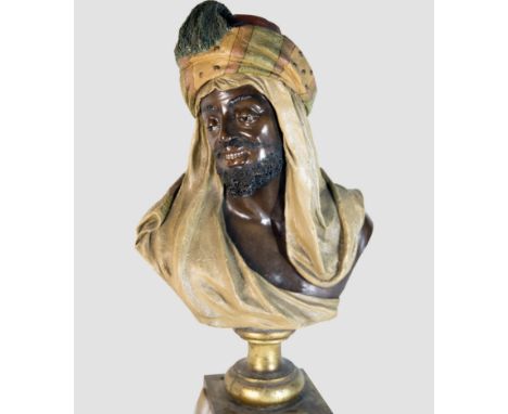 Friedrich GoldscheiderSlabce 1845 - 1897 NizzaBeduineTerrakotta, farbig staffiertrückseitig FirmensignetH 54,5 cm