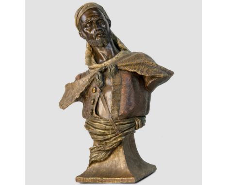 Friedrich GoldscheiderSlabce 1845 - 1897 NizzaBeduineTerrakotta, farbig staffiertrückseitig FirmensignetH 59 cm