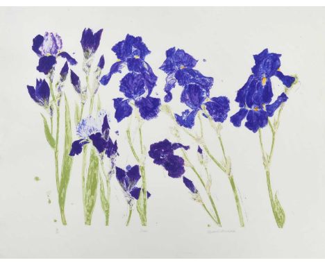 Dame Elizabeth Violet Blackadder DBE, RA, RSA (1931-2021) Scottish"Irises"Signed, inscribed and numbered 30/80, lithograph, 7