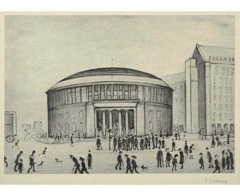 After Laurence Stephen Lowry RBA, RA (1887-1976)"The Reference Library"Signed, with the blindstamp for the Fine Art Trade Gui