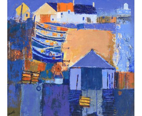 George Birrell (b.1949) Scottish"Sea Cove"Signed, inscribed verso, oil on board, 49cm by 54cmSome light surface dirt. Areas o