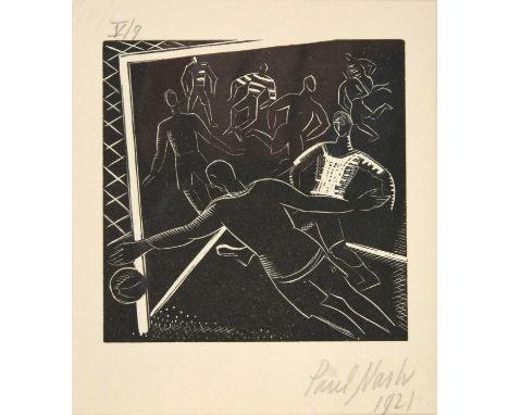 Paul Nash (1889-1946)"Pony the Footballer"Signed and dated 1921, numbered V/9, woodcut, 10.5cm by 9.5cmSlight time staining t