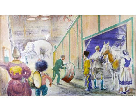Russell Reeve (British, 1895-1970), 'Circus Scene', lithograph, c.1940, signed in the plate, 40 x 66cm 