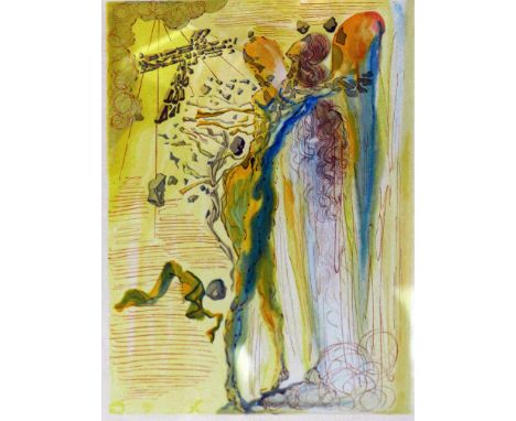 After Salvador Dali, lithograph titled 'The Apparition of Dantes Great, Great Grandfather', 34 x 26cm 