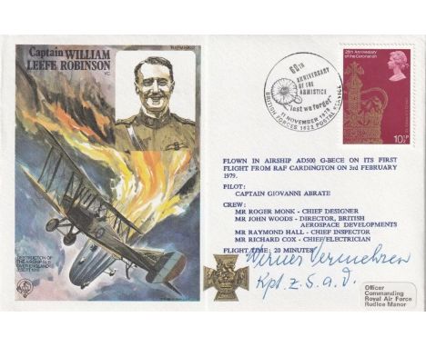 HA32c Capt. Robinson Flown in Airship Signed Vermehren Zeppelin commander. 11 November 1978 BFPS 1622 60th Anniversary of Arm