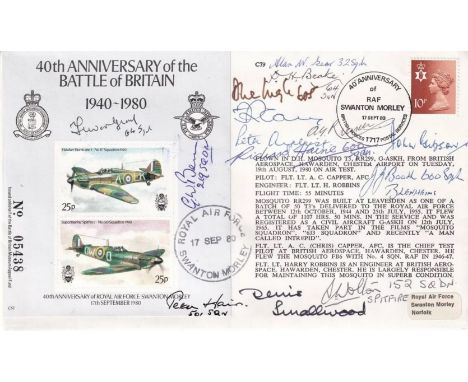 C79 40th Anniv Battle of Britain Signed 14 Battle of Britain. Pilots, Crew, WAAF. 17 Sep 80 BFPS 1717 40th Anniv of RAF Swant