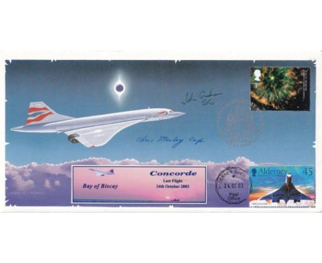Flown Concorde Chasing the eclipse. Signed by Concorde pilots Capt Morley and Capt Graham. 24th Sept 2002 Greenwick Park (1st