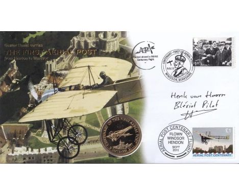 The First Aerial Post, Carried aboard Bleriot and Pilot Signed Henk Van Hoorn Bleriot Pilot. 9 9 11 Windsor Special Postmark 