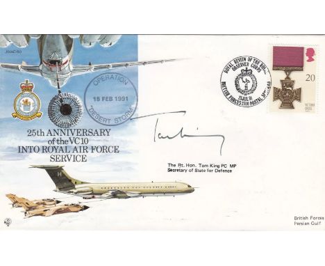 Rare AC50g 25th Anniv VC 10, Gulf War, Flown VC Signed by The Rt Hon Tom King MP, Secretary of state for defence. 25 Jul 91 B