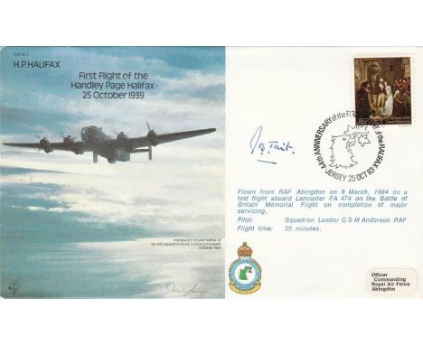 B31c Halifax Signed Gp. Capt. J. B. Tait, 617 Sqn led attack on the battleship Tirpitz. 25 Oct 83 Jersey 44th Anniversary of 