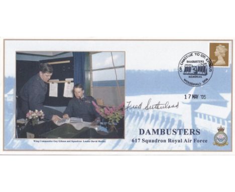Dambusters Cover Signed by Flying Officer Freddie Sutherland on Dambuster Raid. 17 May 05 Woodhall Spa Op Chastise to Op Exod