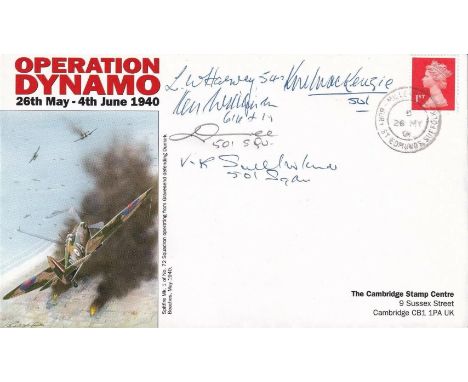 Battle of Britain 50th Anniv Signed 5 B of B Pilots. 26 My 01 Mildenhall CDS postmark. Battle of Britain Invasion Mouth 222 S