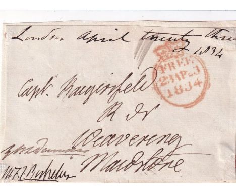 Free Front Signed by M F Berkeley 1788-1867 and Dundas Lord of the Admiralty. Free Front dated 23 April 1834 Personally Signe