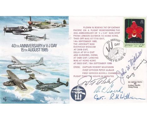 AC20 40th Anniv VJ Day Signed by 4 Pilots on the shooting down of Admiral Isokuru. 15 Aug 85 Jersey 40th Anniversary VJ Day. 