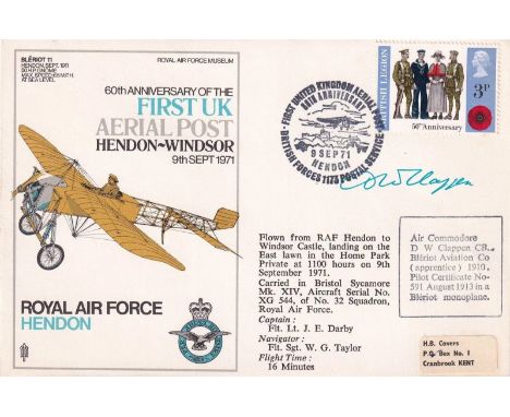 1st UK Aerial Post Hendon - Windsor Air Commodore D W Clappen WW1 Pilot. 9 Sep 71 BFPS 1173 60th Anniversary of the First UK 