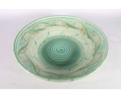 1930's large Royal Lancastrian bowl, with foliate design, 45 cm diameter.&nbsp;Good overall condition.&nbsp; Minor wear and t