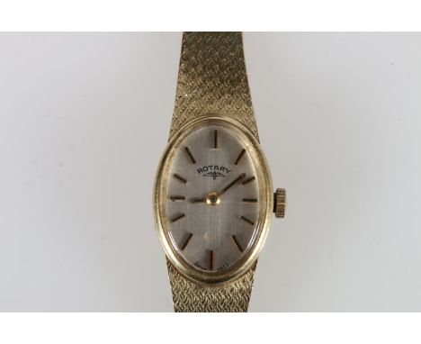 Ladies 9ct gold cased Rotary wristwatch with 4 jewel movement, on 9ct gold bracelet, 18.7g without movement, 21.9g gross, in 