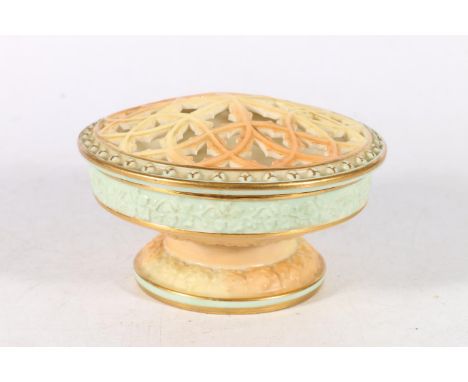 Royal Worcester circular blush ivory circular centrepiece, 8 x 15cm. 