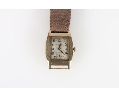 J.W. Benson 9k gold cased gentleman's wrist watch, case marked Dennison, 
